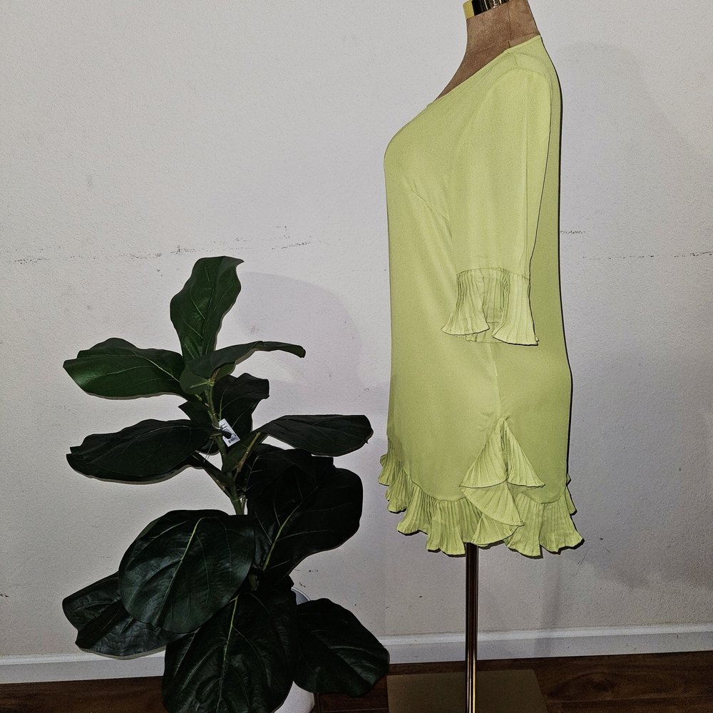 Elegant Lime Green Ruffle Dress - Picture 4 of 5